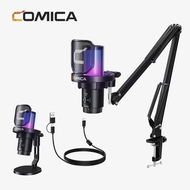 Comica Uni Pro USB Gaming Microphone with Noise Cancellation/RGB/Gain Balance Knob Condenser Mic for Streaming Podcasting
Comica Uni Pro USB Gaming Microphone with Noise Cancellation/RGB/Gain Balance Knob Condenser Mic for Streaming Podcasting