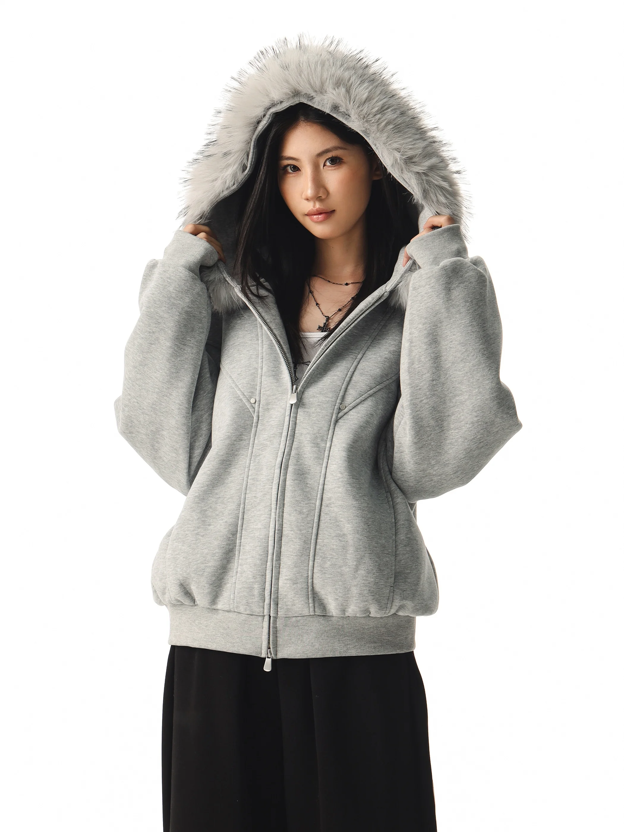 Thiened Winter Coat Women's Street Sle Beer Captain Jaet with Hood And Fur Collar Zipper Closure Cotton Blend Outerwear
Thiened Winter Coat Women's Street Sle Beer Captain Jaet with Hood And Fur Collar Zipper Closure Cotton Blend Outerwear