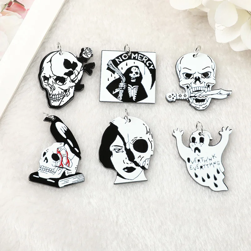6Pcs Halloween Charms Punk Skull Ghost Death Acrylic Jewlery Findings For Earring Necklace Diy Making
6Pcs Halloween Charms Punk Skull Ghost Death Acrylic Jewlery Findings For Earring Necklace Diy Making