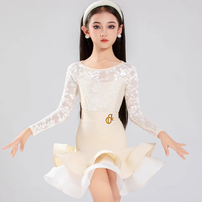 Latin Dance Costume Girls Print Mesh Long Sleeve Bodysuit and Skirts Children's Dancewear Competition Performance Practice Suit
Latin Dance Costume Girls Print Mesh Long Sleeve Bodysuit and Skirts Children's Dancewear Competition Performance Practice Suit