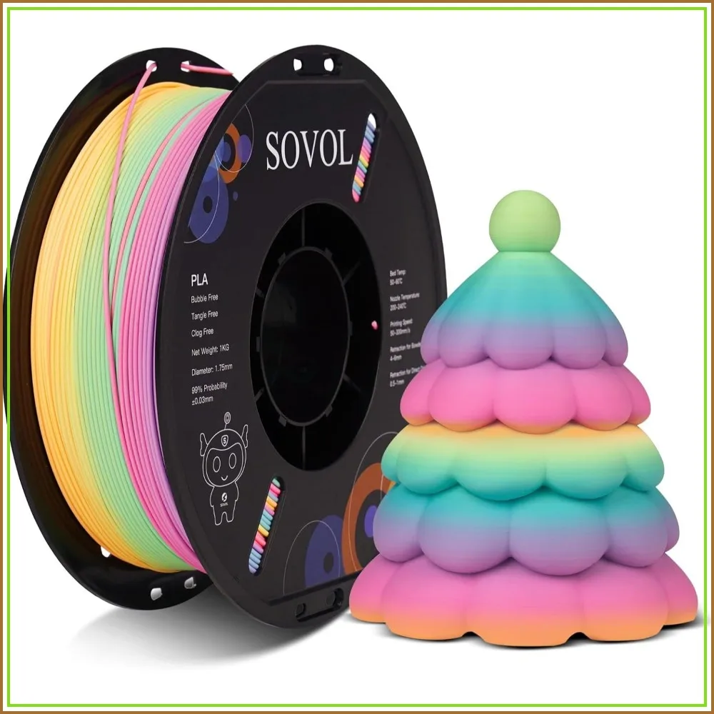Rainbow Gradient Matte PLA 1.75mm 1kg Spool, Fast Color Change, Dimensional Accuracy +/- 0.03 mm, 3D Printing Material
Rainbow Gradient Matte PLA 1.75mm 1kg Spool, Fast Color Change, Dimensional Accuracy +/- 0.03 mm, 3D Printing Material