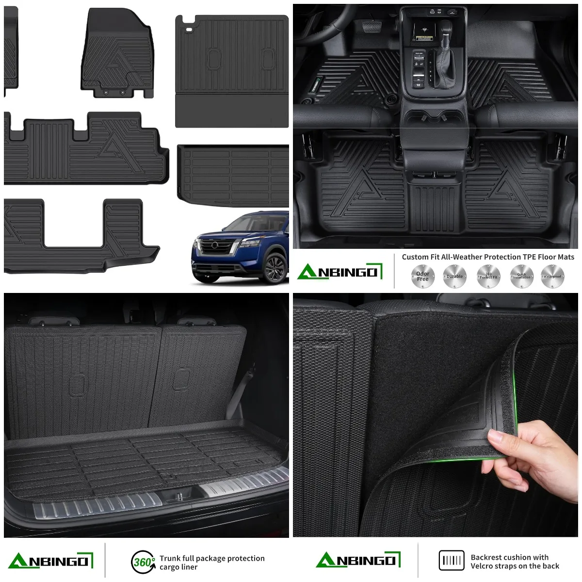 Floor Mats & Seatback Cargo Liner for Nissan Pathfinder 2022-2025, 8-Passenger, TPE Waterproof, Velcro Fixed Backseat, 3 Rows
Floor Mats & Seatback Cargo Liner for Nissan Pathfinder 2022-2025, 8-Passenger, TPE Waterproof, Velcro Fixed Backseat, 3 Rows