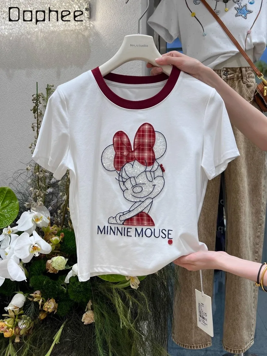 Contrasting Color Cartoon Printed Short-sleeved T-shirt 2025 Summer New Round Neck Slim-fit Short Top Women Clothes
Contrasting Color Cartoon Printed Short-sleeved T-shirt 2025 Summer New Round Neck Slim-fit Short Top Women Clothes