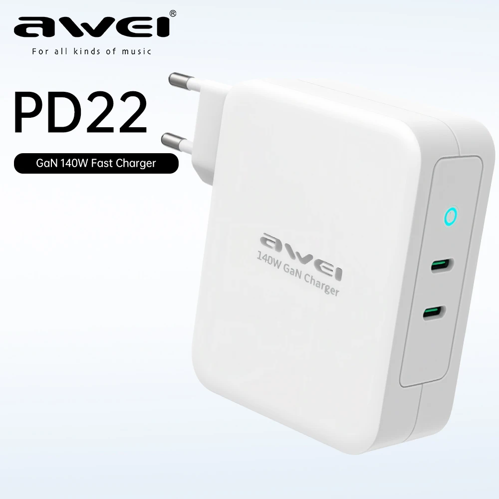 Awei PD22 GaN 140W Fast Charger Type C PD USB Fast Charging QC 4.0 3.0 Quick Charge For iPhone Huawei Power Adapter EU UK Plug
Awei PD22 GaN 140W Fast Charger Type C PD USB Fast Charging QC 4.0 3.0 Quick Charge For iPhone Huawei Power Adapter EU UK Plug