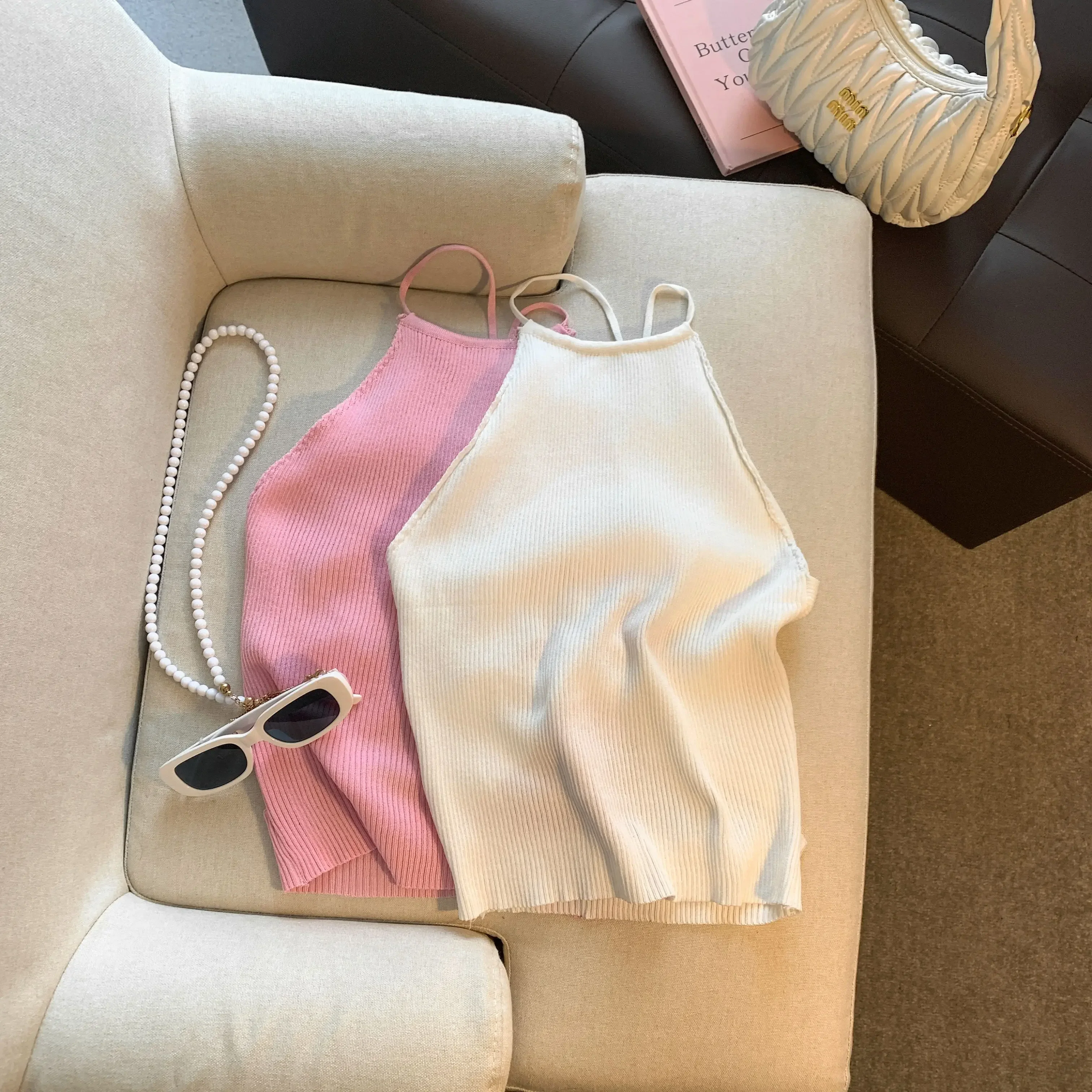 New Women Tank Top Knit Off Shoulder Sexy Round Neck T-Shirt Women's Solid Color Halter Camisole 2025 Summer Y2k Tops
New Women Tank Top Knit Off Shoulder Sexy Round Neck T-Shirt Women's Solid Color Halter Camisole 2025 Summer Y2k Tops