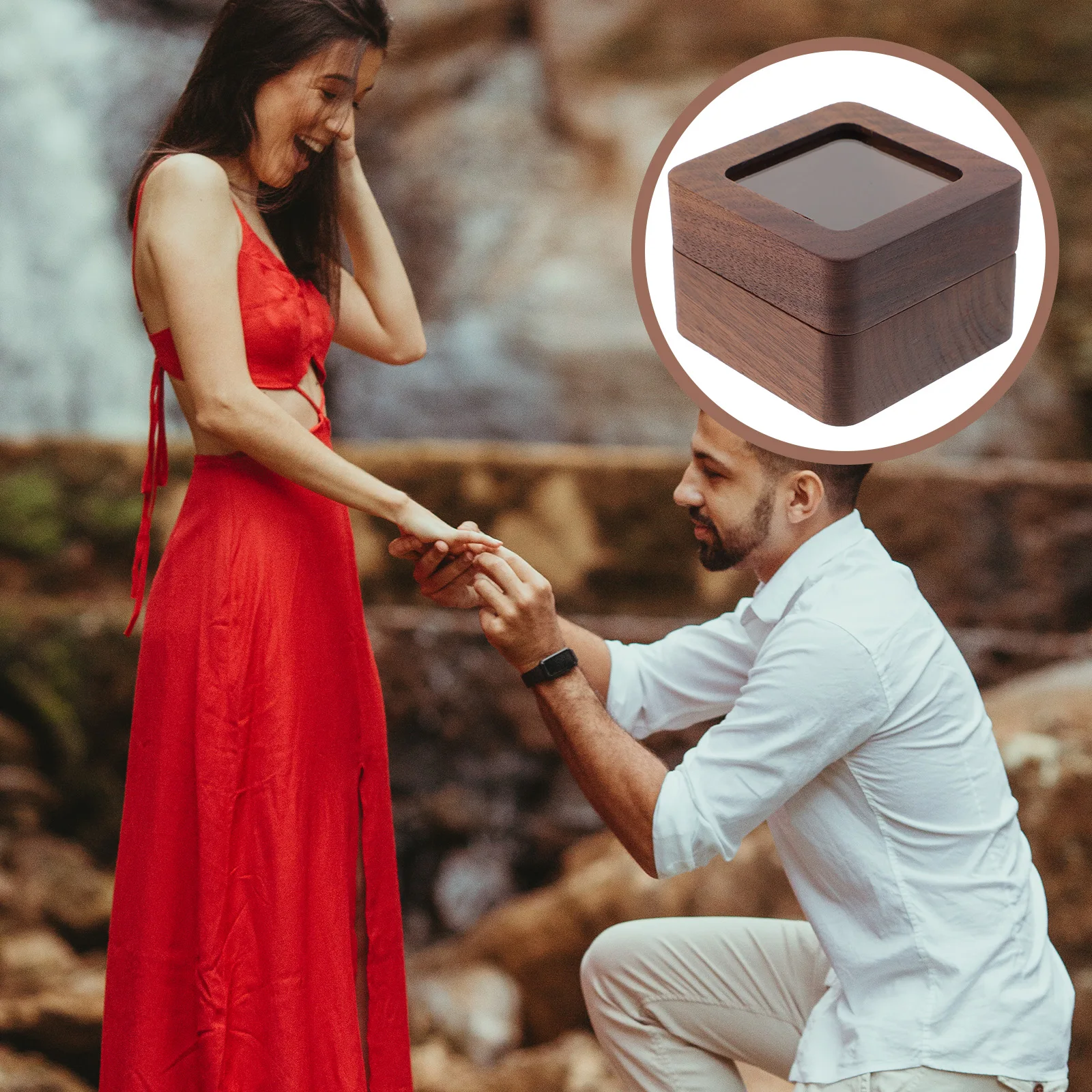 Square Double Ring Box Wooden Jewelry Holder for Wedding Ceremony 2 Layers White Inside Compact Size Lightweight Storage
Square Double Ring Box Wooden Jewelry Holder for Wedding Ceremony 2 Layers White Inside Compact Size Lightweight Storage