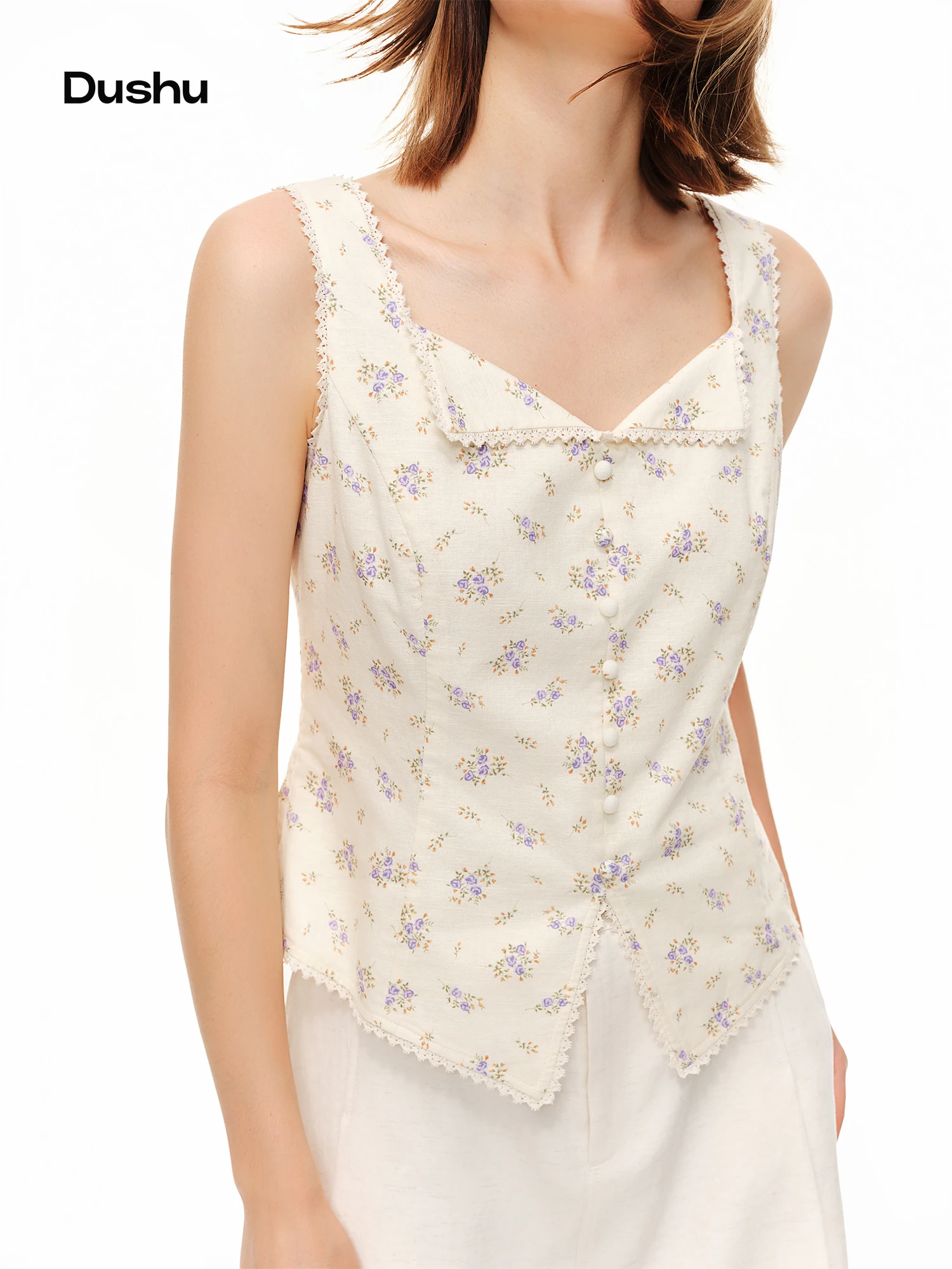 DUSHU Women Wisteria Blossom Sweet Floral Printed Camisole Top | 2026 Summer New Arrival Elegant Floral Linen Sleeveless Blouse
DUSHU Women Wisteria Blossom Sweet Floral Printed Camisole Top | 2026 Summer New Arrival Elegant Floral Linen Sleeveless Blouse