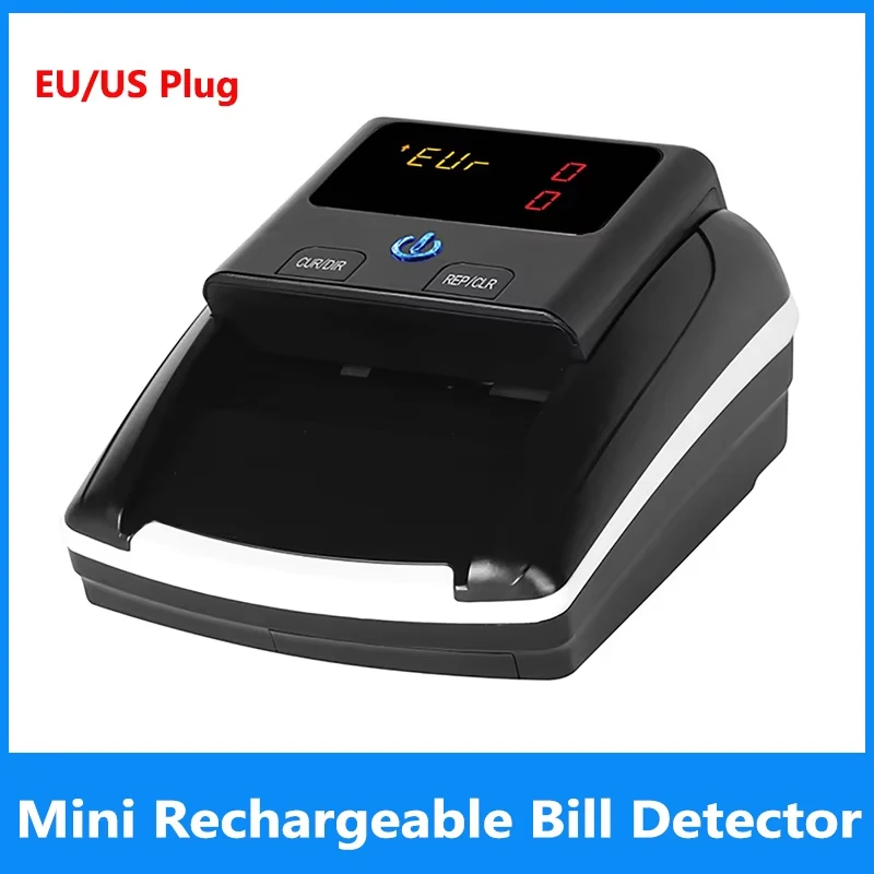 Mini Money Counter Portable Rechargeable US Dollar and Euro Counterfeit Bill Validator Automatic Money Detection