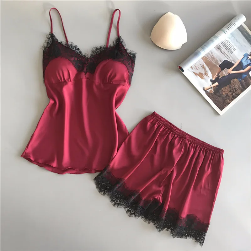 Summer Sexy Satin Pajamas Set 2 Piece Cami Top Shorts With Built In Bra Lace Trim Silk Sleepwear Plus Size Loungewear Nightwear
Summer Sexy Satin Pajamas Set 2 Piece Cami Top Shorts With Built In Bra Lace Trim Silk Sleepwear Plus Size Loungewear Nightwear
