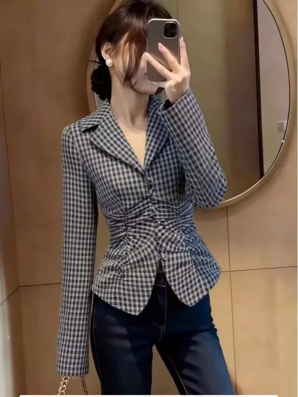 Women's Plaid Shirt Long Sleeve Collar Waist-Cinching Vintage Design Slimming Versatile Top Casual Style Spring 2026
Women's Plaid Shirt Long Sleeve Collar Waist-Cinching Vintage Design Slimming Versatile Top Casual Style Spring 2026