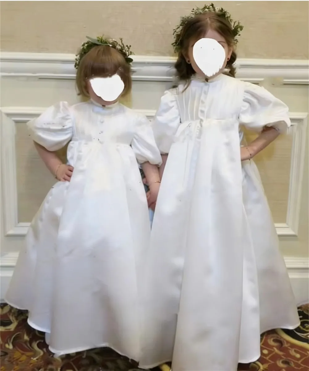 Customized White Satin Balloon Sleeves Flower Girl Weedding Dress Pleated Princess Toddler Pageant Puffy Celebration Kids Dress
Customized White Satin Balloon Sleeves Flower Girl Weedding Dress Pleated Princess Toddler Pageant Puffy Celebration Kids Dress