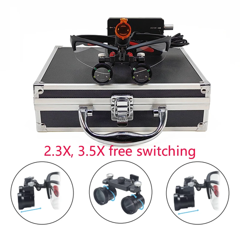 2.5-3.5x Adjustable/420mm Magnifier/Headband Dental Magnifier with LED Headlight
2.5-3.5x Adjustable/420mm Magnifier/Headband Dental Magnifier with LED Headlight