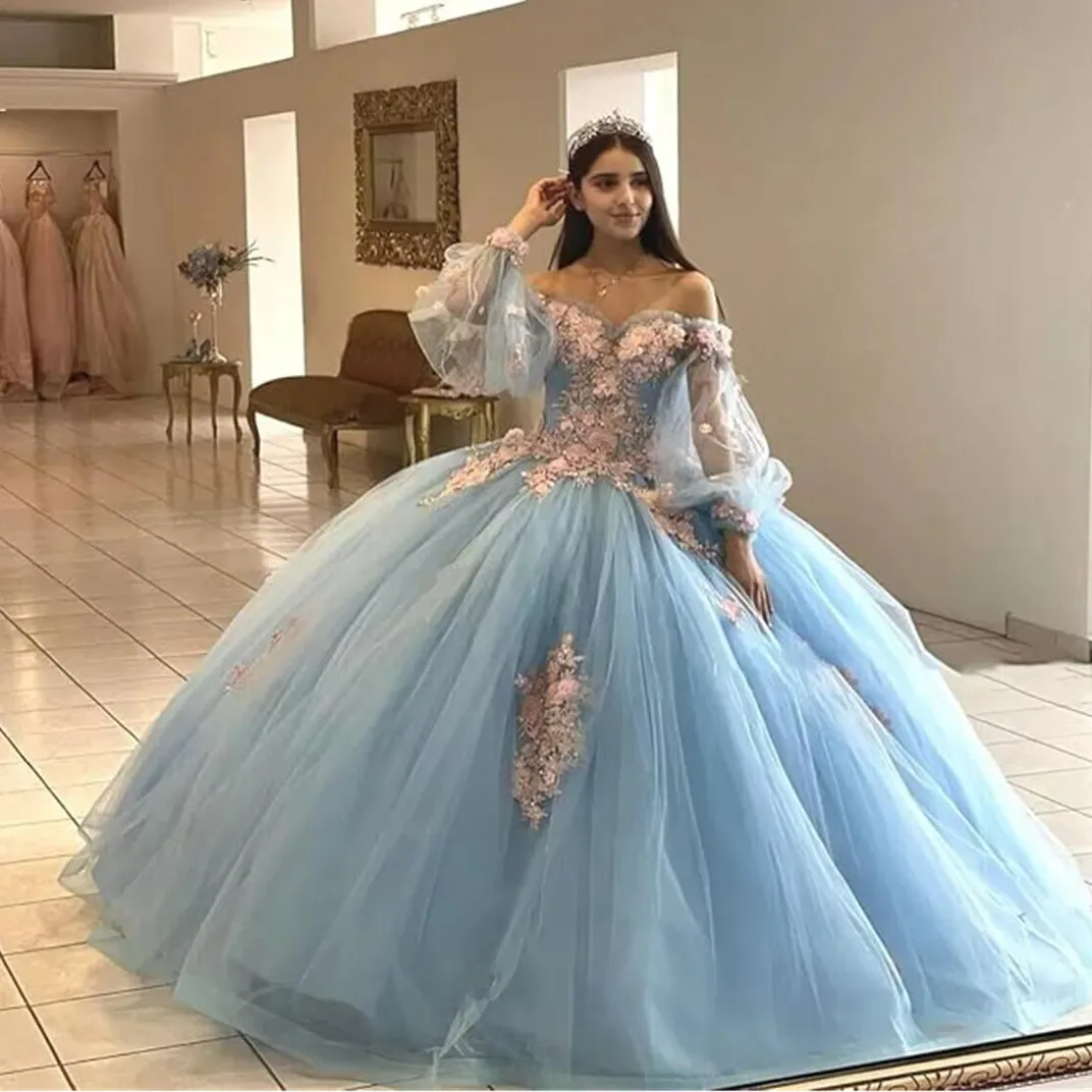 Princess Off The Shoulder Sky Blue Ball Quinceanera Dress Beaded Birthday Vestidos De Novia Appliques Graduation Gown Lace Up
Princess Off The Shoulder Sky Blue Ball Quinceanera Dress Beaded Birthday Vestidos De Novia Appliques Graduation Gown Lace Up