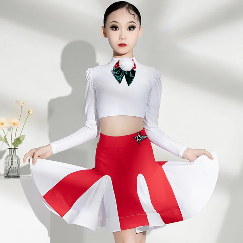 Children Christmas Costumes Latin Dance Performance Clothes For Girls Long Sleeved Red Skirts Suit Chacha Latin Dress DN16858
Children Christmas Costumes Latin Dance Performance Clothes For Girls Long Sleeved Red Skirts Suit Chacha Latin Dress DN16858