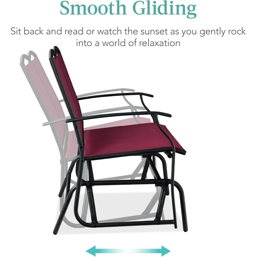 2-Person Outdoor Patio Swing Glider Steel Bench Loveseat Rocker for Deck, Porch w/Textilene Fabric,Steel Frame - Burgundy
2-Person Outdoor Patio Swing Glider Steel Bench Loveseat Rocker for Deck, Porch w/Textilene Fabric,Steel Frame - Burgundy