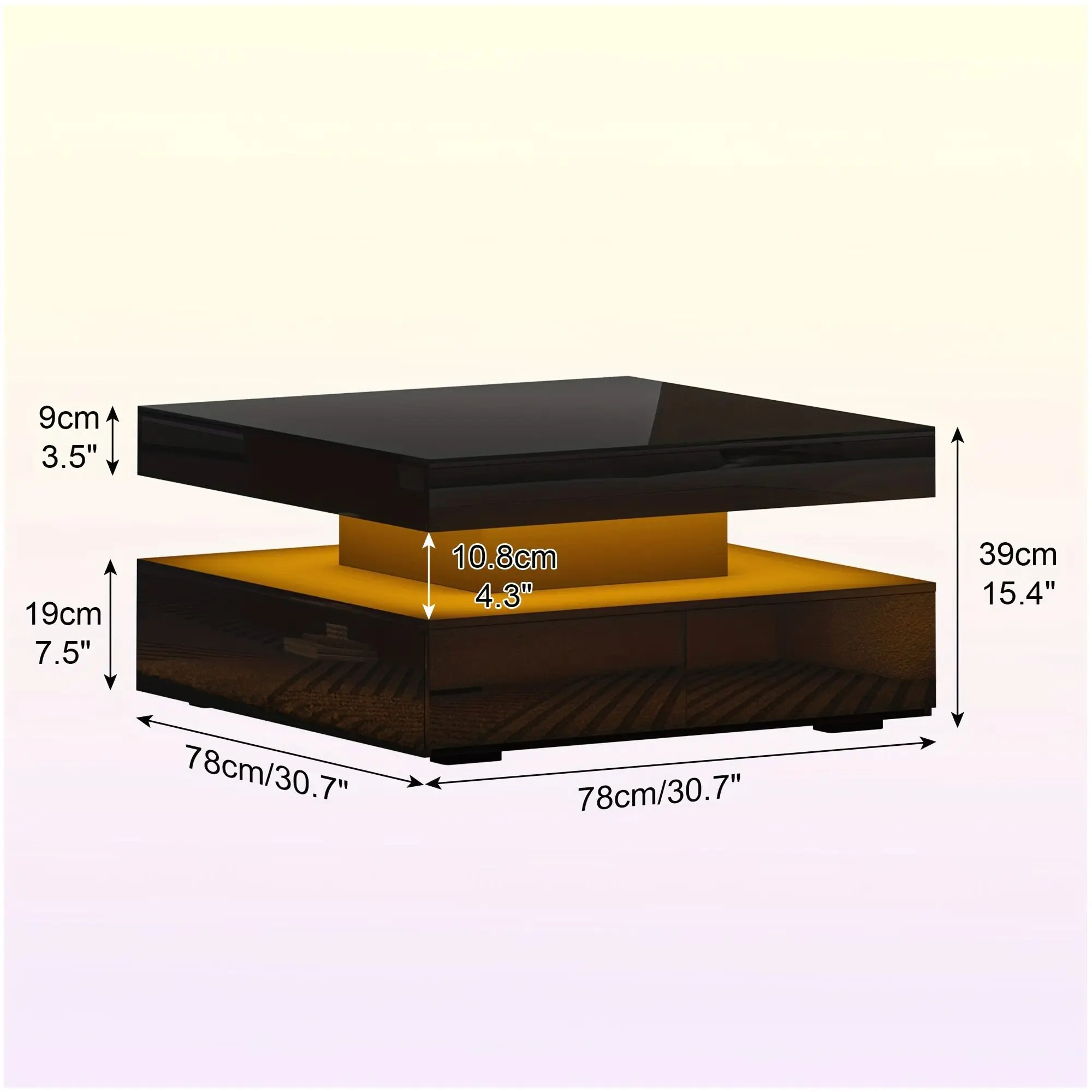 Modern 30.7-Inch High-Gloss Square LED Coffee Table with Soft Glow Lighting, Dual Storage Drawers + Open Shelf Space, Spacious Smooth Desktop, Versatile Wood-Grain Finish – Ideal for Living Rooms, Reception Areas or Home Offices (Black or White)
Modern 30.7-Inch High-Gloss Square LED Coffee Table with Soft Glow Lighting, Dual Storage Drawers + Open Shelf Space, Spacious Smooth Desktop, Versatile Wood-Grain Finish – Ideal for Living Rooms, Reception Areas or Home Offices (Black or White)