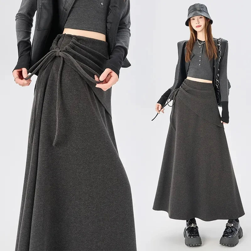 Spring Women Irregular Strap Long Skirts Korean Ladies Fashion High Waist Woolen Maxi Skirt Autumn Female Casual A-line Skirts
Spring Women Irregular Strap Long Skirts Korean Ladies Fashion High Waist Woolen Maxi Skirt Autumn Female Casual A-line Skirts