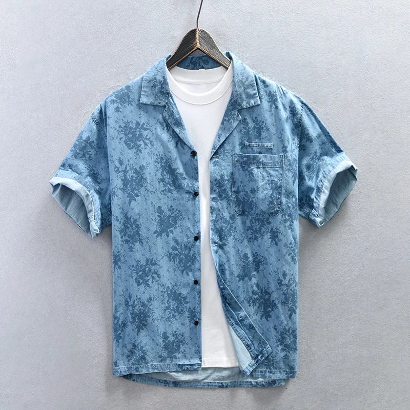 2023 new men's denim short-sleeved shirt Fashion vintage casual shirt Cuban collar pure cotton Hawaiian shirt men clothing
2023 new men's denim short-sleeved shirt Fashion vintage casual shirt Cuban collar pure cotton Hawaiian shirt men clothing