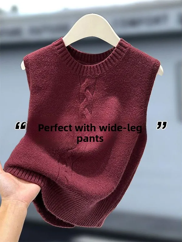 Red round Ne Svel Knitted Vest Women's Faionable Layering Inner Hollow out Sweater Vest Top for Autumn Winter
Red round Ne Svel Knitted Vest Women's Faionable Layering Inner Hollow out Sweater Vest Top for Autumn Winter