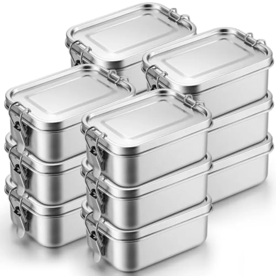 12 Pcs Stainless Steel Bento Box 550ml for Work School: Silver Leak-Proof Lockable Clips, Reusable Dishwasher Safe Food Storage
12 Pcs Stainless Steel Bento Box 550ml for Work School: Silver Leak-Proof Lockable Clips, Reusable Dishwasher Safe Food Storage