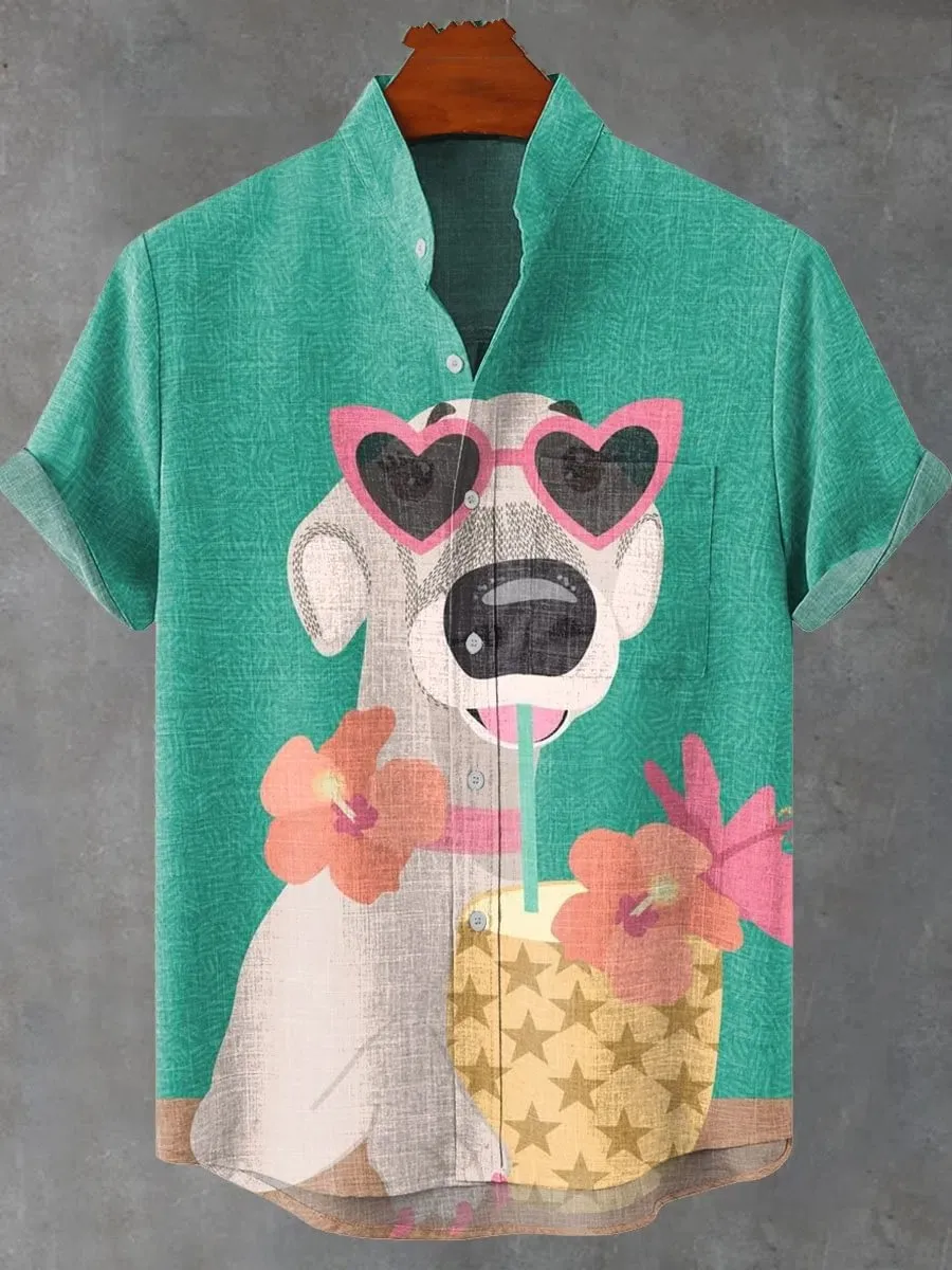 Fashionable new cartoon dog print design pattern comfortable retro exquisite art linen shirt casual button up collar short sleev 
Fashionable new cartoon dog print design pattern comfortable retro exquisite art linen shirt casual button up collar short sleev