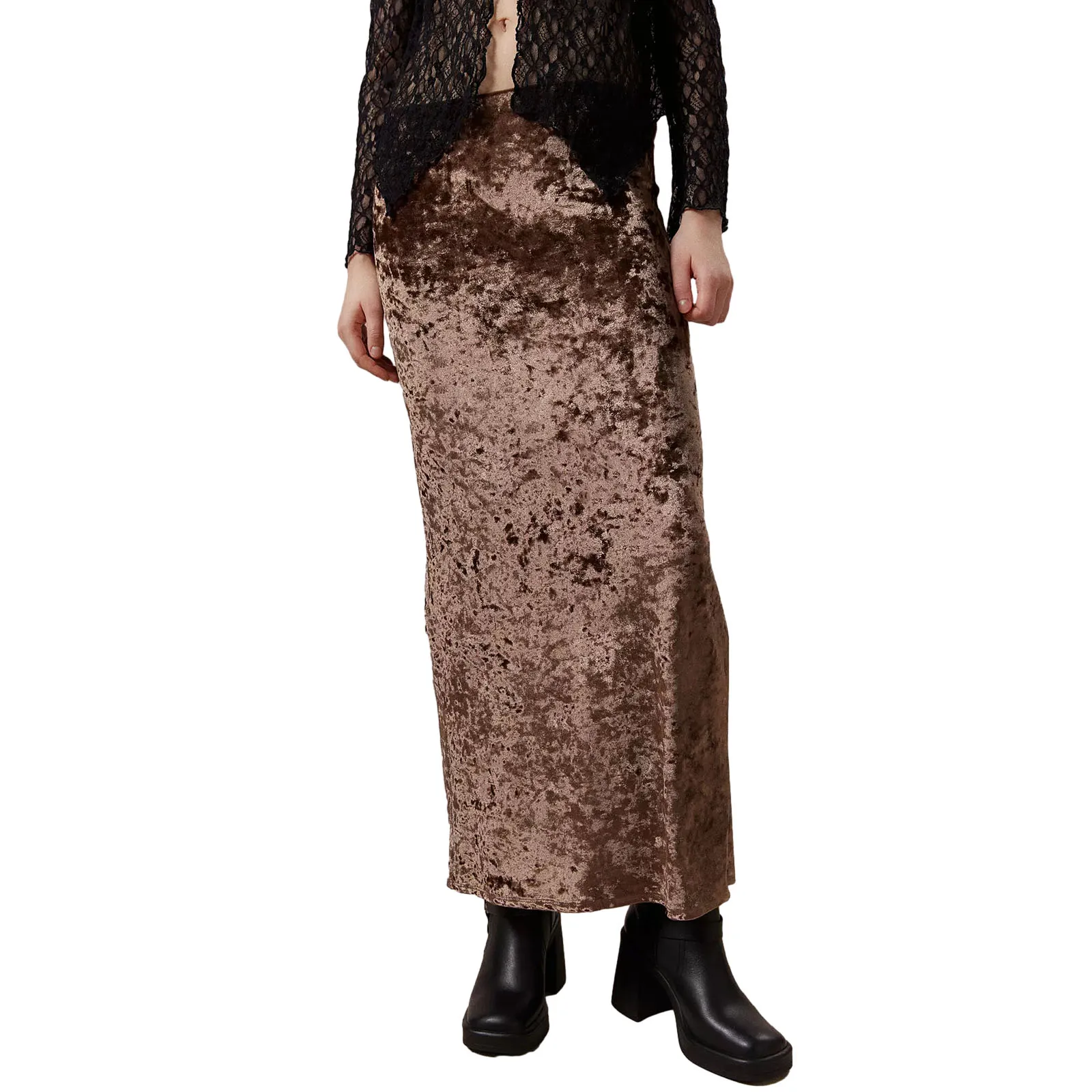 Women's Velvet Long Skirt Low-rise Fit Solid Color Split Pencil Skirt for Streetwear Clubwear Clothing
Women's Velvet Long Skirt Low-rise Fit Solid Color Split Pencil Skirt for Streetwear Clubwear Clothing