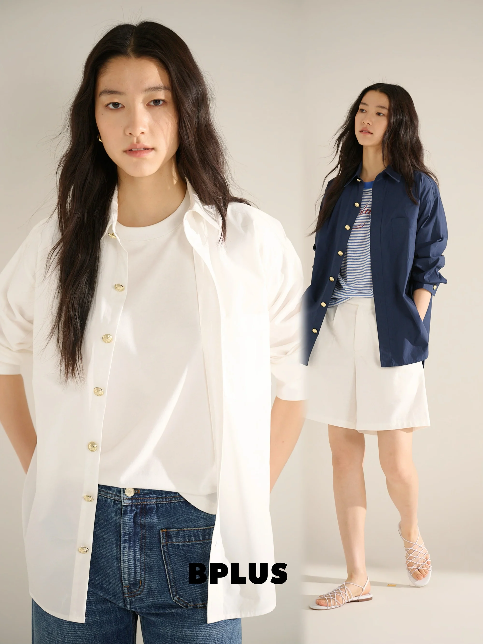 BPLUS26 Oversize Classic Men's Shirt Pure Cotton Silk Gold Button Loose Shape Boyfriend Long Sleeve Flip Collar Neutral Style
BPLUS26 Oversize Classic Men's Shirt Pure Cotton Silk Gold Button Loose Shape Boyfriend Long Sleeve Flip Collar Neutral Style