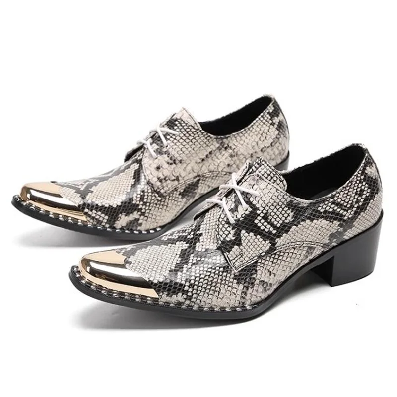 Snake Pattern Genuine Leather Men's Shoes Lace-up Metal Iron Toe High Heeled British Formal Evening Party Dress Shoes Size47
Snake Pattern Genuine Leather Men's Shoes Lace-up Metal Iron Toe High Heeled British Formal Evening Party Dress Shoes Size47