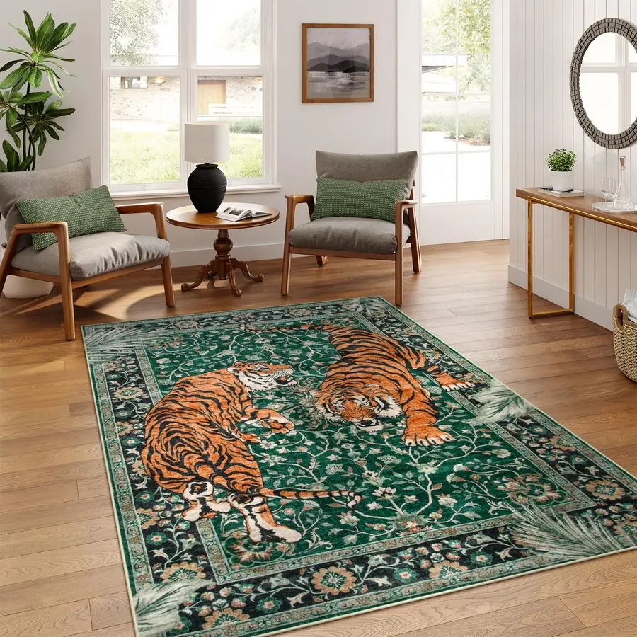 Tiger 5x7 Area Rug, Boho Washable Living Room Rug, Non Slip Green Rugs for Bedroom, Ultra Thin Vintage Soft Stain Resistant Thro
Tiger 5x7 Area Rug, Boho Washable Living Room Rug, Non Slip Green Rugs for Bedroom, Ultra Thin Vintage Soft Stain Resistant Thro