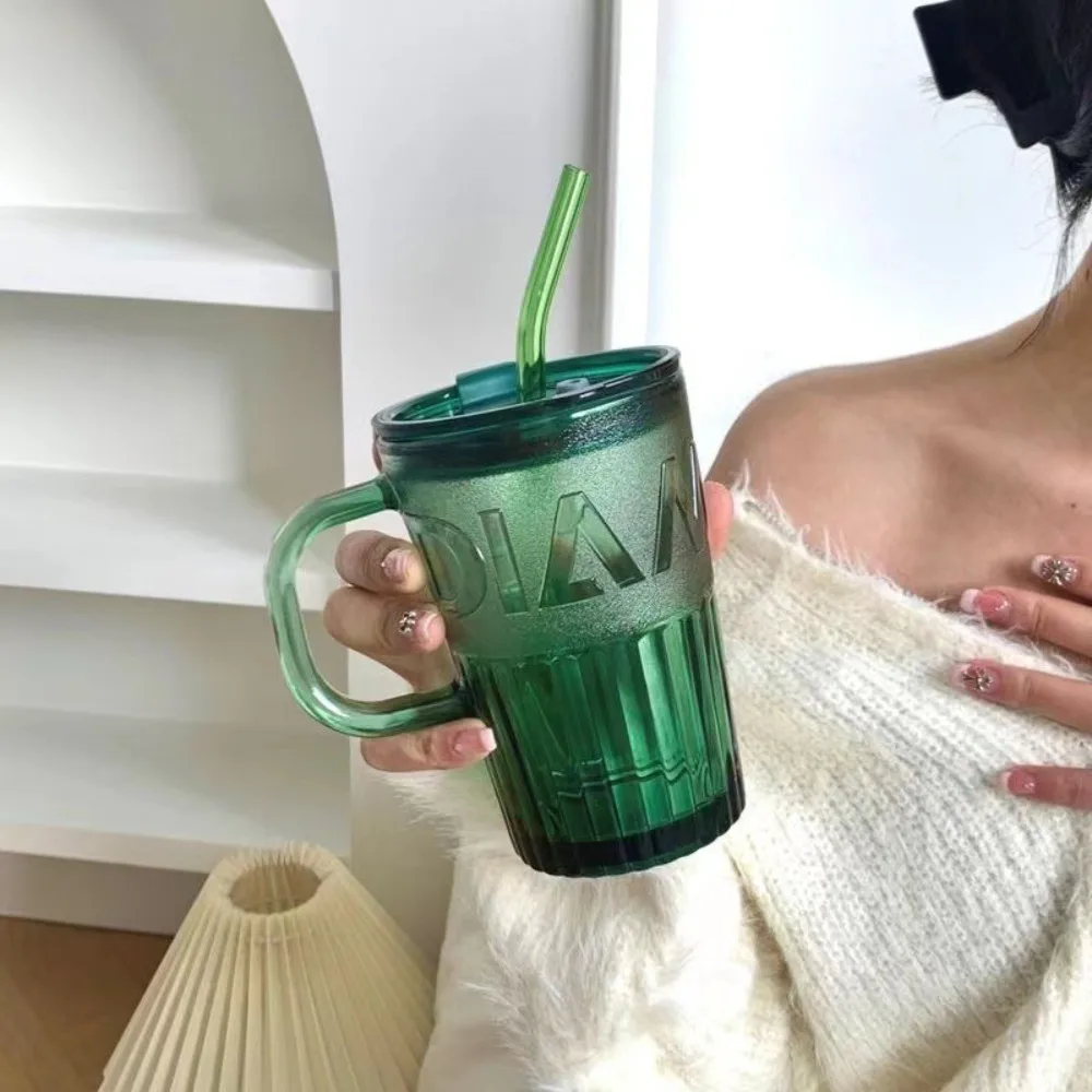 400ml Retro With Lid And Straw Glass Tumbler Thick Striped Glass Mug Transparent Mocha Cup
400ml Retro With Lid And Straw Glass Tumbler Thick Striped Glass Mug Transparent Mocha Cup