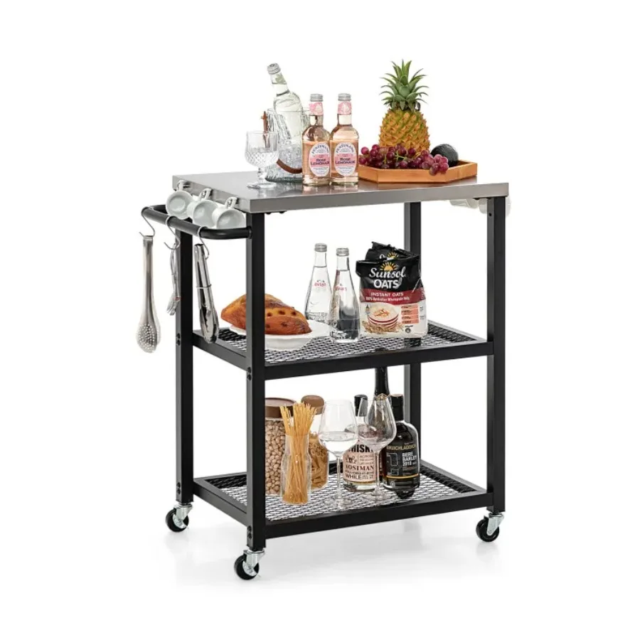 3-Tier Foldable Outdoor Stainless Steel Food Prepare Dining Cart Table on Wheels
3-Tier Foldable Outdoor Stainless Steel Food Prepare Dining Cart Table on Wheels
