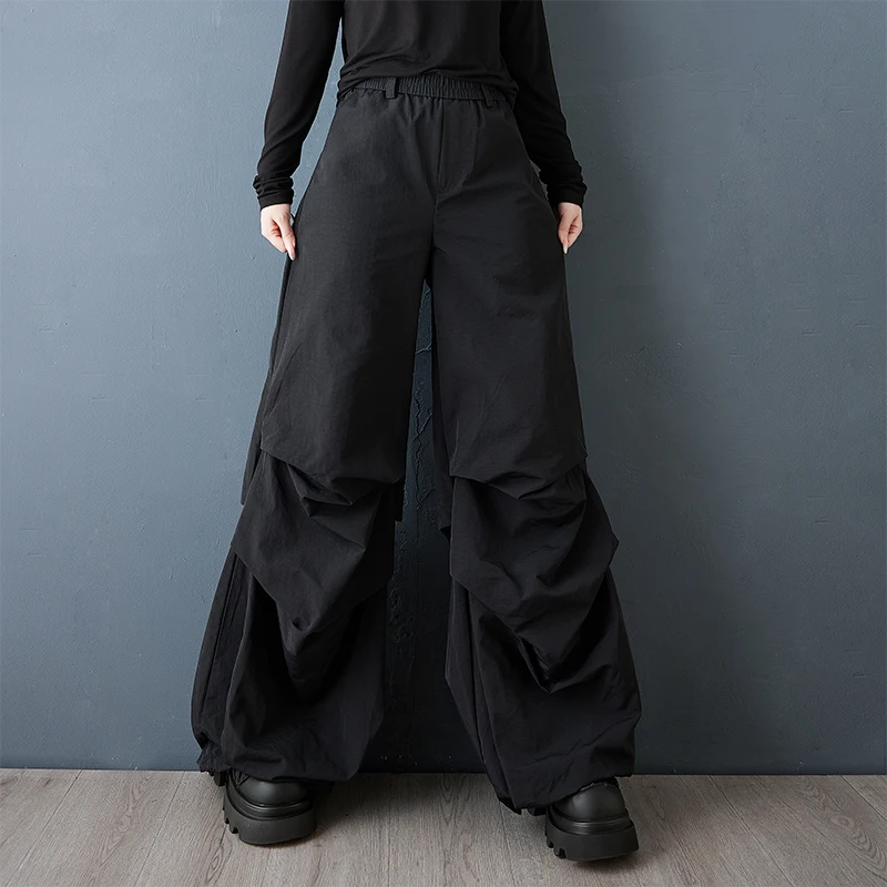 Casual Black Folded Hem Paratrooper Pants Wide Leg Long Trousers Slimming High Waist Polyester Fiber Spring Autumn New Dark S...
Casual Black Folded Hem Paratrooper Pants Wide Leg Long Trousers Slimming High Waist Polyester Fiber Spring Autumn New Dark S...