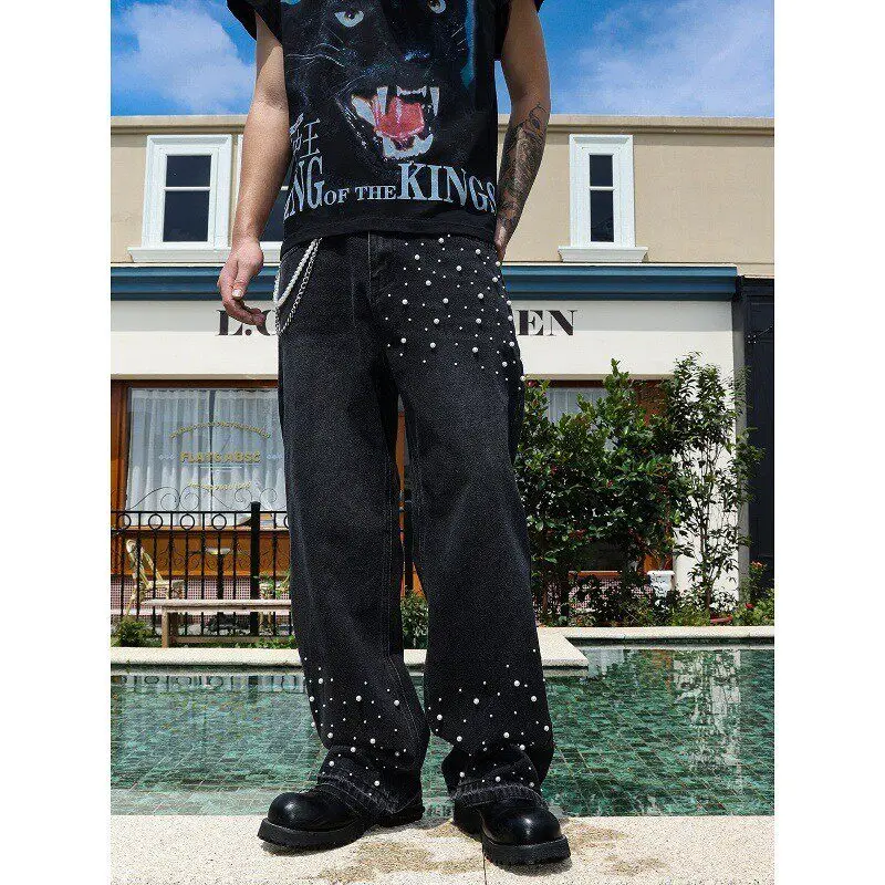 Loose Straight Leg Men's Jeans Fashionable Summer High Street Wide Leg Pants mid Waist Wash Process Casual Scene Non-Shrink
Loose Straight Leg Men's Jeans Fashionable Summer High Street Wide Leg Pants mid Waist Wash Process Casual Scene Non-Shrink