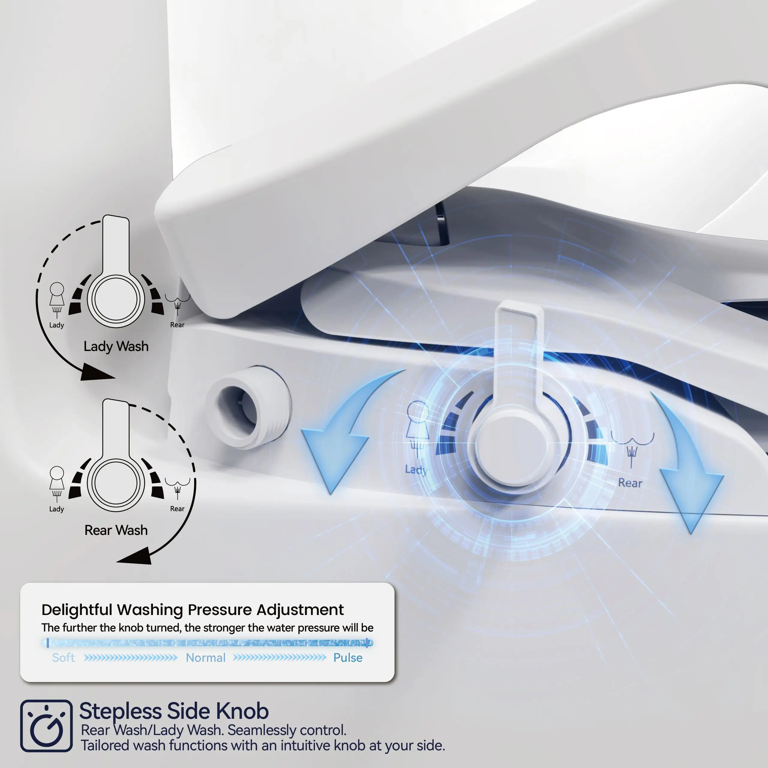 Adjustable Smart Bidet Toilet Seat - Heated, Water Temp & Pressure Control, Auto Nozzle Clean, Portable
Adjustable Smart Bidet Toilet Seat - Heated, Water Temp & Pressure Control, Auto Nozzle Clean, Portable