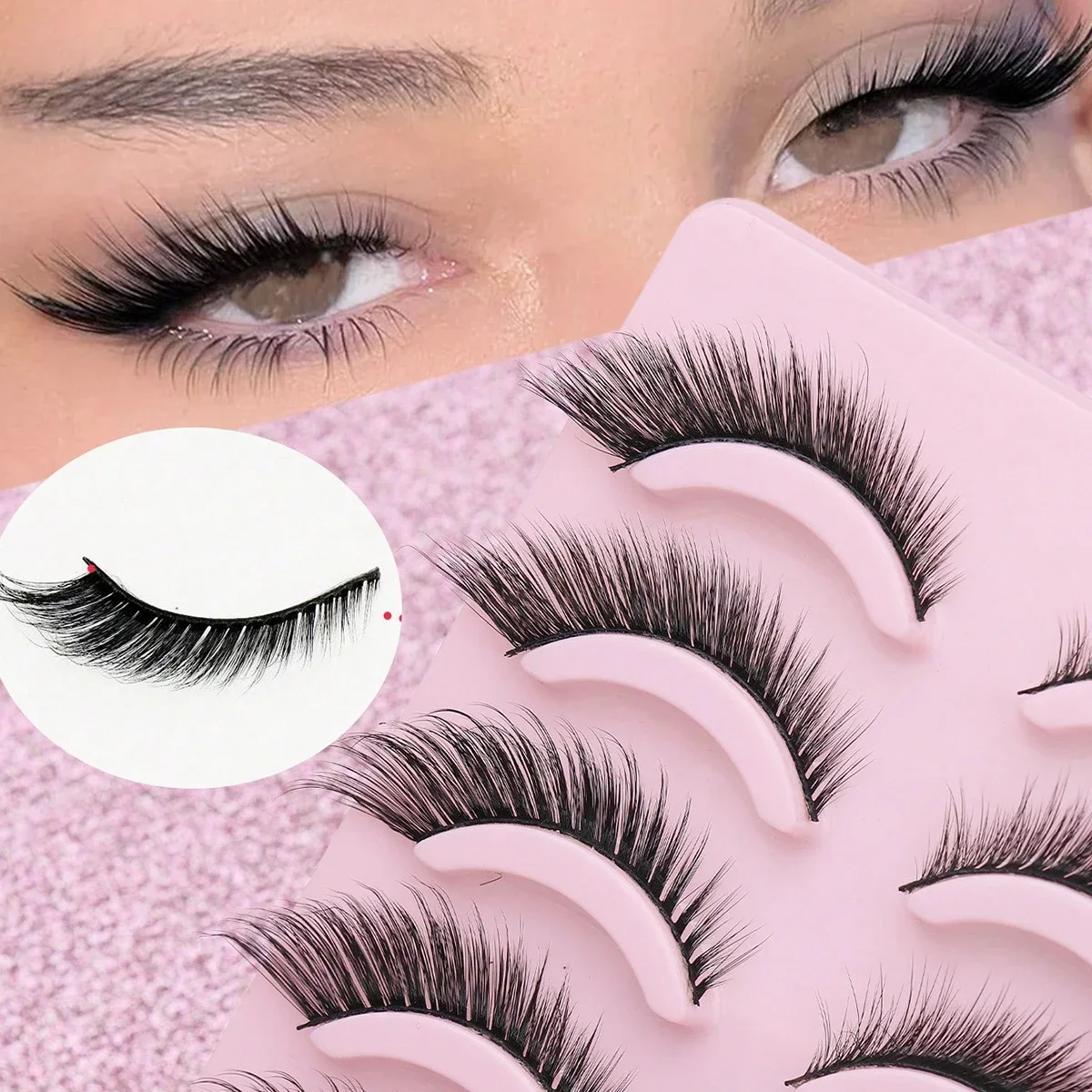 5 Pairs Cat Eye Eyelashes, Imitation Mink Eyelashes, Elongated with Winged End, Natural Long Sleeve , False Eyelash Makeup
5 Pairs Cat Eye Eyelashes, Imitation Mink Eyelashes, Elongated with Winged End, Natural Long Sleeve , False Eyelash Makeup
