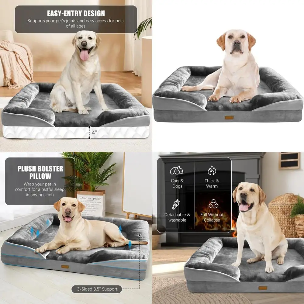 Extra Large Orthopedic Dog Bed with Bolster, Removable Cover, Waterproof Liner, Non-Slip Base - Grey XL
Extra Large Orthopedic Dog Bed with Bolster, Removable Cover, Waterproof Liner, Non-Slip Base - Grey XL