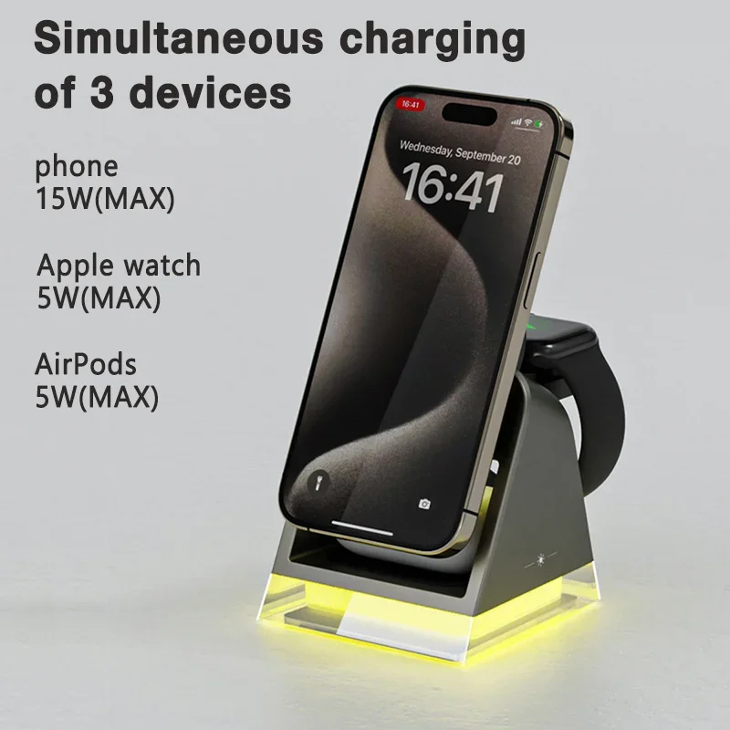 3 in 1 Magnetic Wireless Charger LED Light for iPhone 17 16 15 14 13 Pro Max Apple Watch 8 7 Airprods Pro Fast Charging Station
3 in 1 Magnetic Wireless Charger LED Light for iPhone 17 16 15 14 13 Pro Max Apple Watch 8 7 Airprods Pro Fast Charging Station