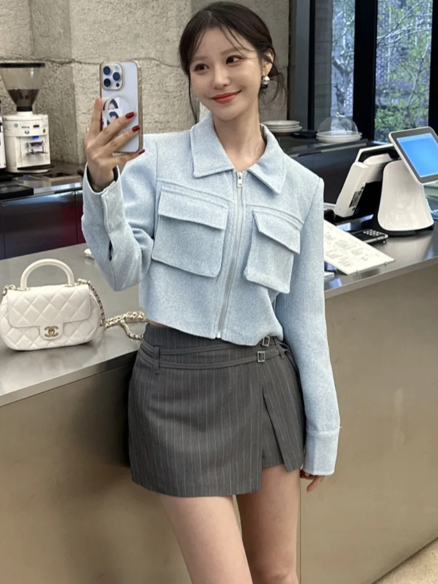 Chic Autumn New Sle Women's Zipper Long Sve Collar Double ket Design ort Coat Ele Faion Small Fraance Sle
Chic Autumn New Sle Women's Zipper Long Sve Collar Double ket Design ort Coat Ele Faion Small Fraance Sle