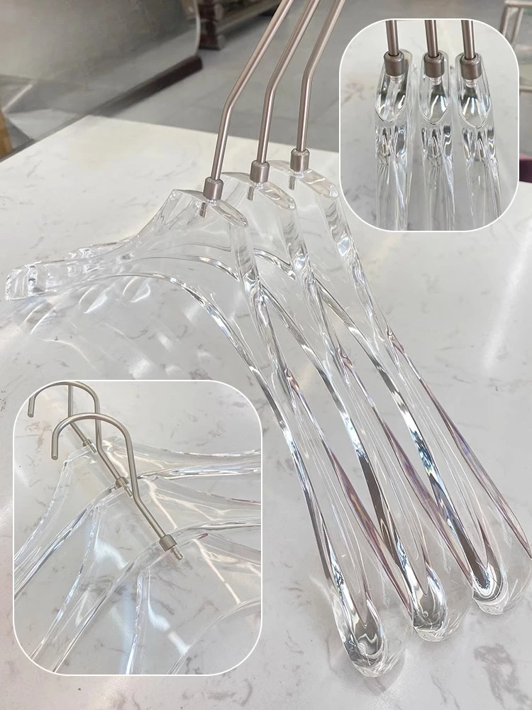 Clothing store hanger acrylic transparent high-end clothing support black non-slip clothing hanging women's special non-marking
Clothing store hanger acrylic transparent high-end clothing support black non-slip clothing hanging women's special non-marking