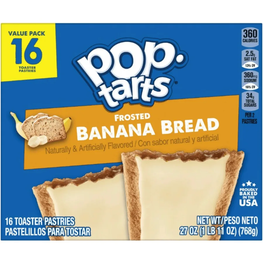 PopTarts Frosted Banana Bread Toaster Pastries Breakfast Foods ShelfStable 27 oz 16 Count
PopTarts Frosted Banana Bread Toaster Pastries Breakfast Foods ShelfStable 27 oz 16 Count
