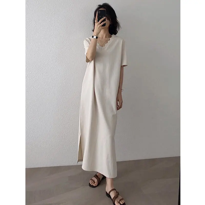 Summer New Women's Oversize Dress Loose Commuter Casual Retro V-neck Short Sleeve Dress
Summer New Women's Oversize Dress Loose Commuter Casual Retro V-neck Short Sleeve Dress