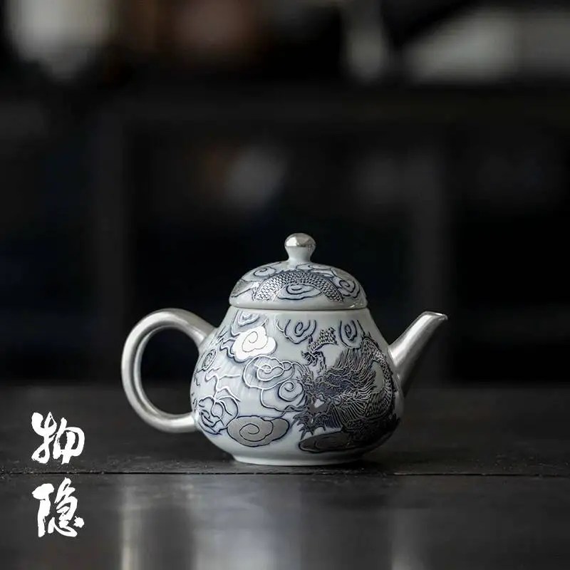 Wuyintang chinese Style Dragon Soaring Four Seas Ceramic Teapot For Home Use Pure Silver Gilded Brewing Pot Vintage Kung Fu
Wuyintang chinese Style Dragon Soaring Four Seas Ceramic Teapot For Home Use Pure Silver Gilded Brewing Pot Vintage Kung Fu