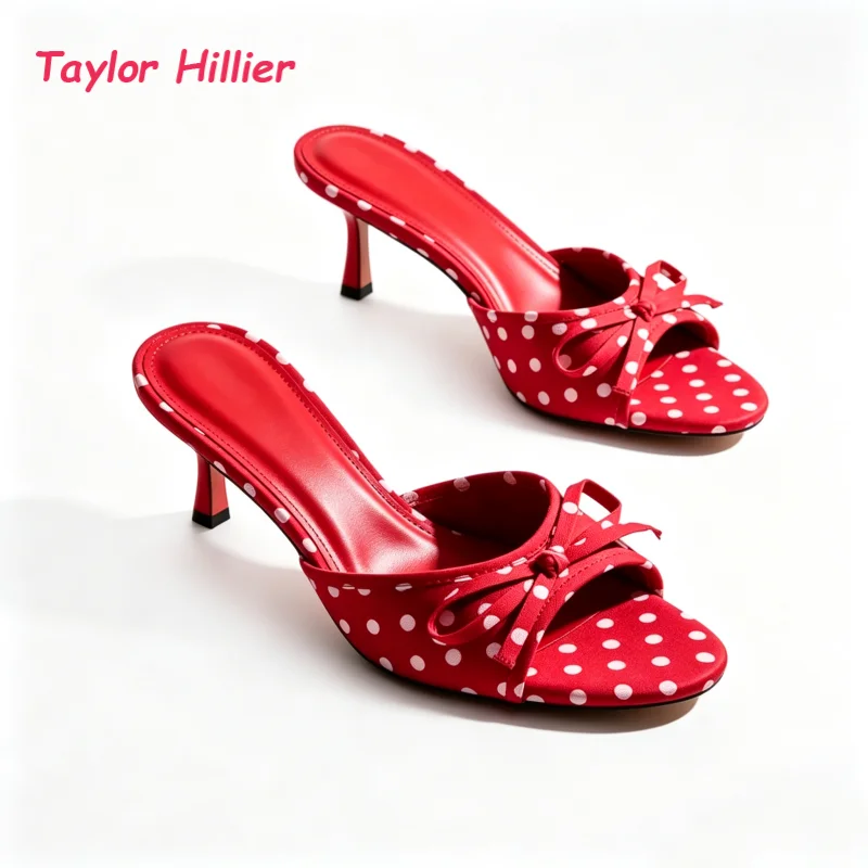 Open Toe Bow Polka Dot Slip On Mule Ladies Satin Kitten Heels Outdoor Trendy Wedding Evening Party Summer Casual Dress Shoes
Open Toe Bow Polka Dot Slip On Mule Ladies Satin Kitten Heels Outdoor Trendy Wedding Evening Party Summer Casual Dress Shoes