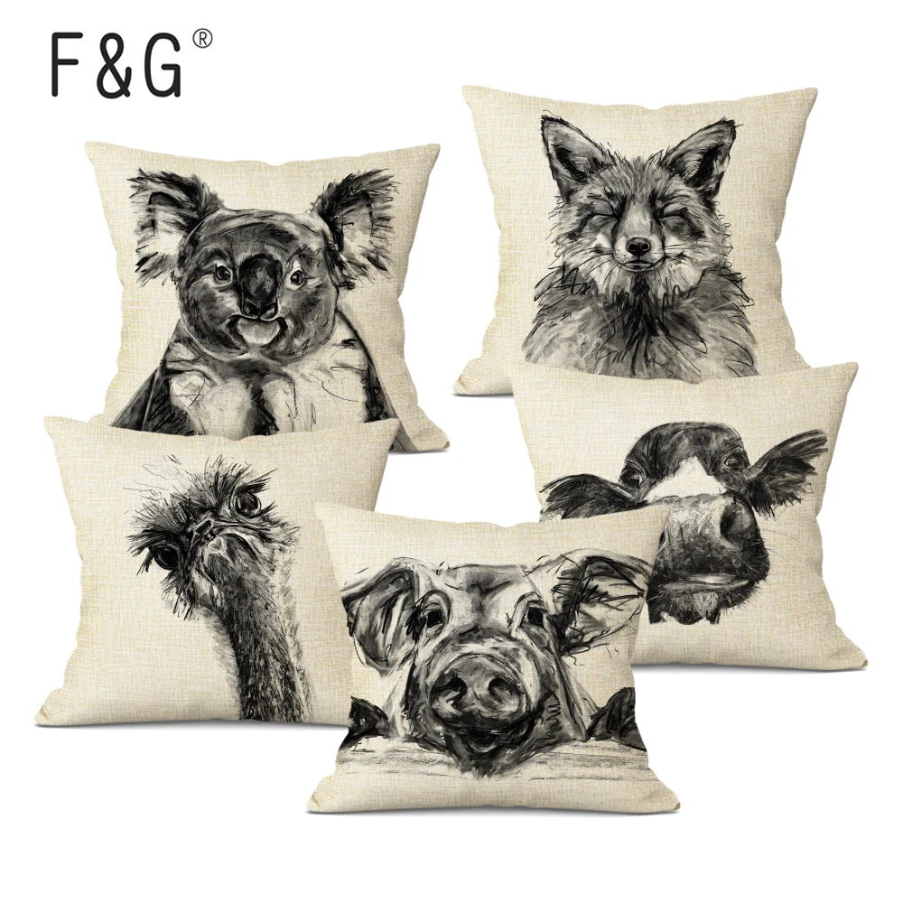 Hand Drawn Sketch Animals Cushion Cover Black White Cute Pig Printed Decorative Pillowcase Sofa Home Decor Linen Pillow Case
Hand Drawn Sketch Animals Cushion Cover Black White Cute Pig Printed Decorative Pillowcase Sofa Home Decor Linen Pillow Case
