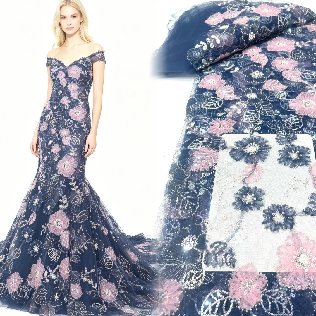 African Net Lace Fabric 5 Yards High Quality 2026 Luxury French Nigerian Sequins Mesh Tulle Lace Fabric for Women Dress
African Net Lace Fabric 5 Yards High Quality 2026 Luxury French Nigerian Sequins Mesh Tulle Lace Fabric for Women Dress