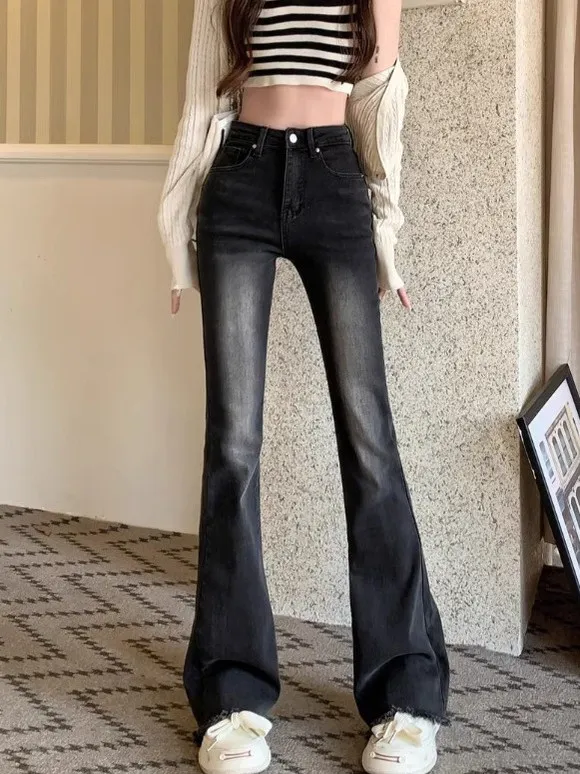 Расклешенные джинсы с высокой талией, женские джинсовые брюки с потертостями, утягивающие длинные брюки Bootcut, повседневные прямые джинсы
Расклешенные джинсы с высокой талией, женские джинсовые брюки с потертостями, утягивающие длинные брюки Bootcut, повседневные прямые джинсы
