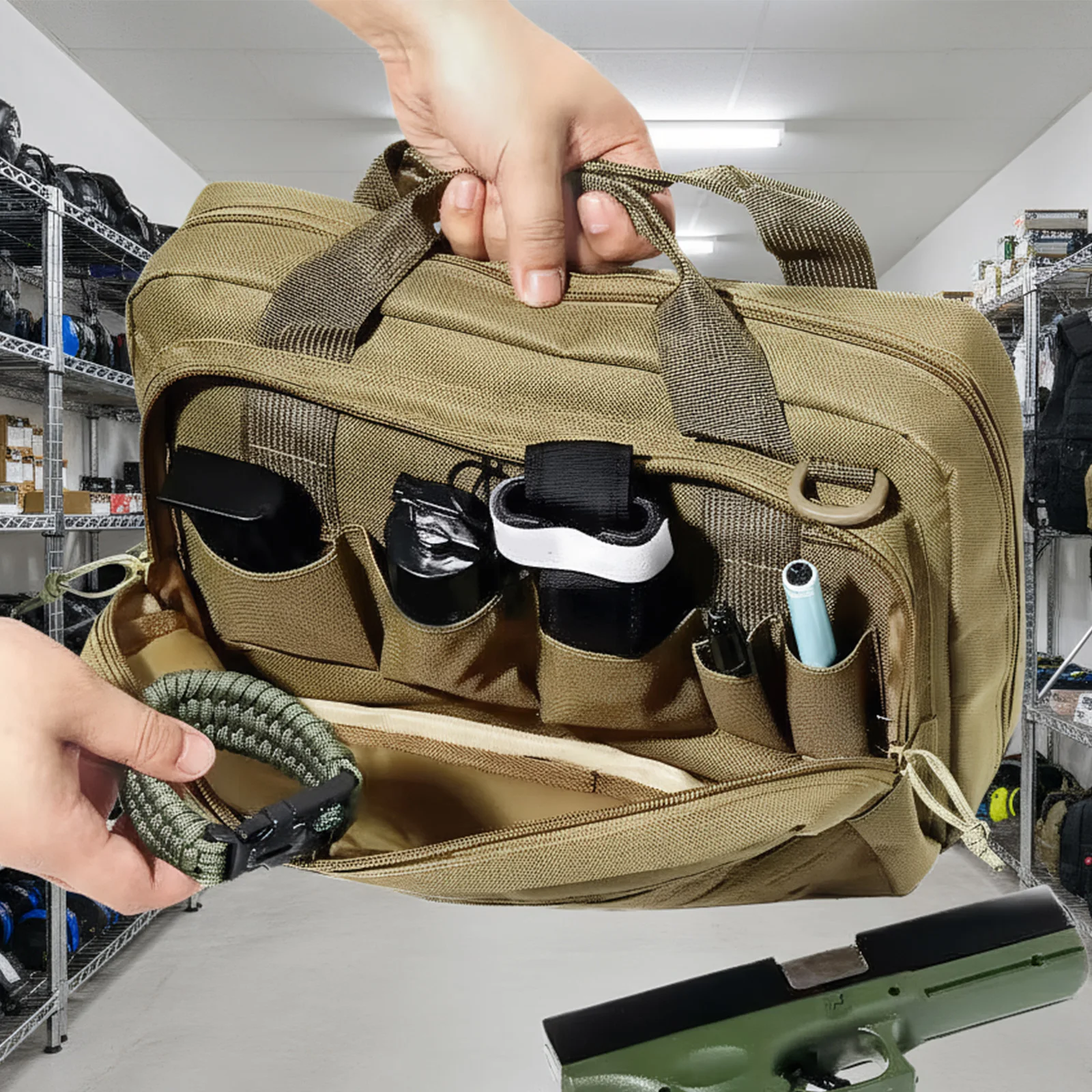 Тактическая сумка-кейс для оружия из ткани Оксфорд 600D с запирающимся отделением, для стрельбища и охоты на открытом воздухе
Тактическая сумка-кейс для оружия из ткани Оксфорд 600D с запирающимся отделением, для стрельбища и охоты на открытом воздухе