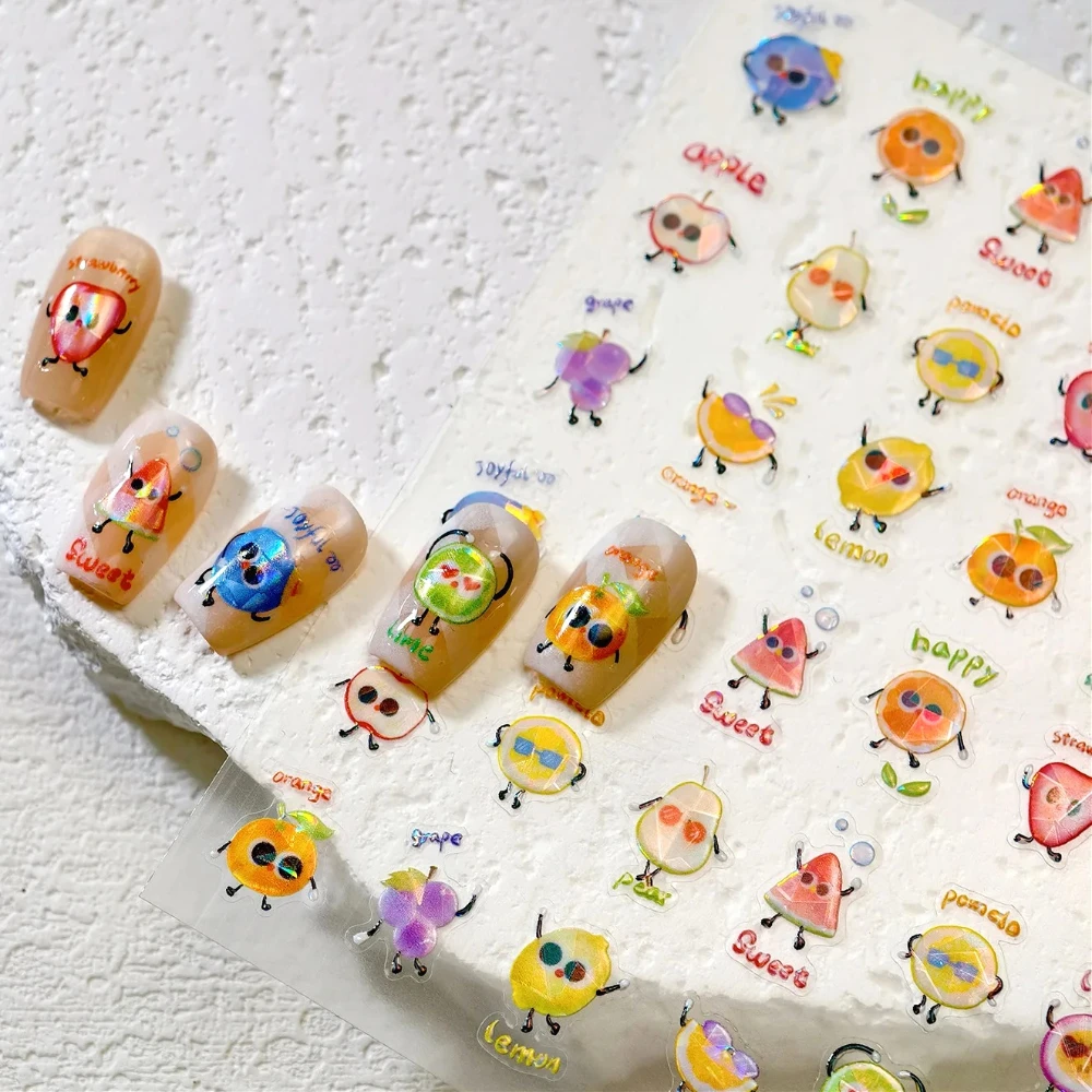 Lovely Cartoon Orange Lemon Blueberry Watermelon Strawberry Grape Shiny 3D Nail Art Stickers Kiwi Pear Summer Manicure Decals 
Lovely Cartoon Orange Lemon Blueberry Watermelon Strawberry Grape Shiny 3D Nail Art Stickers Kiwi Pear Summer Manicure Decals