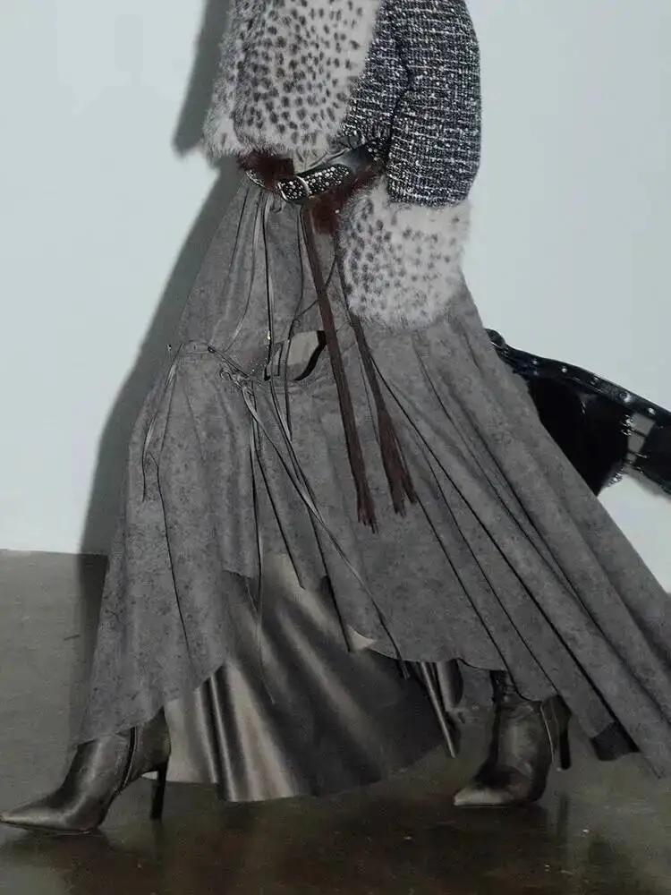 Waist High Elastic Gray Detachable Button Ruffles A-line Half-body Skirt Women Fashion New Spring Autumn 2026 ACSP
Waist High Elastic Gray Detachable Button Ruffles A-line Half-body Skirt Women Fashion New Spring Autumn 2026 ACSP