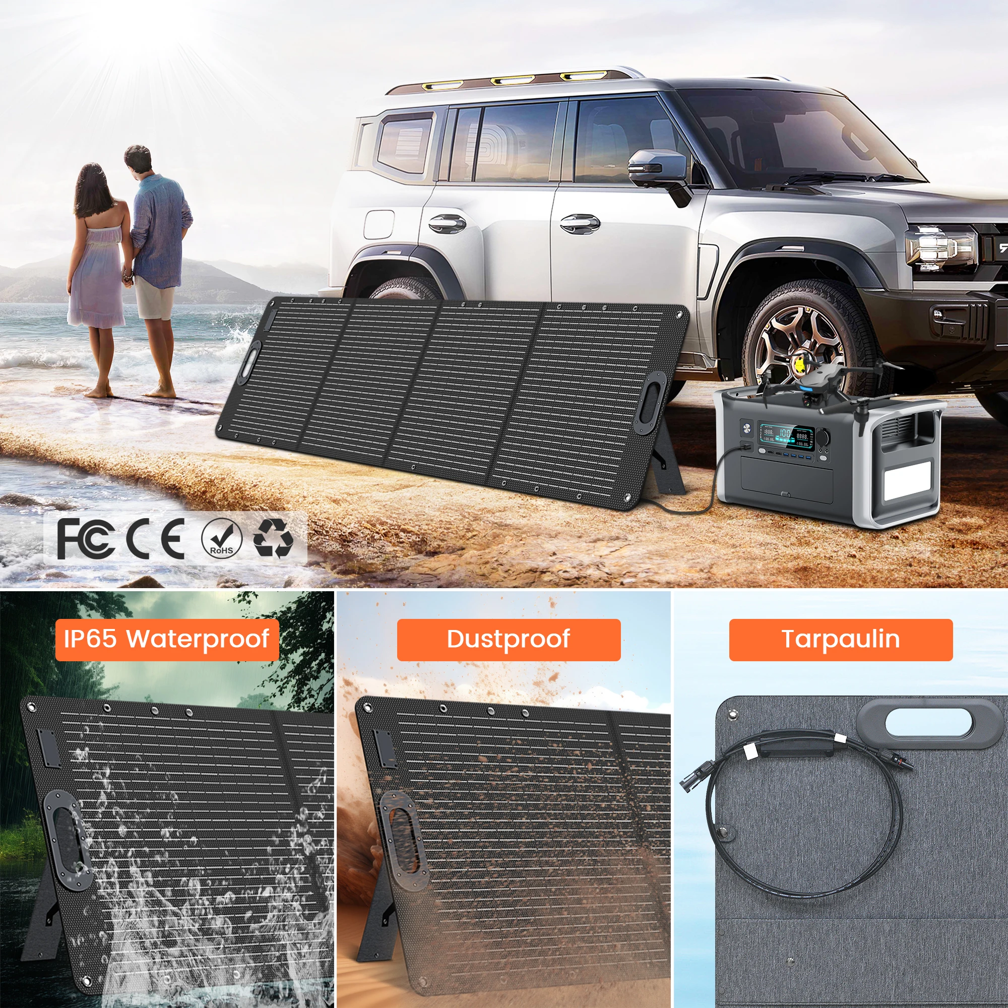CTOLITY 200W ETFE Flexible Solar Panel 20.5V Foldable Camping Portable Folding Solar Panel Kit High Efficience Travel&Boat&RV
CTOLITY 200W ETFE Flexible Solar Panel 20.5V Foldable Camping Portable Folding Solar Panel Kit High Efficience Travel&Boat&RV